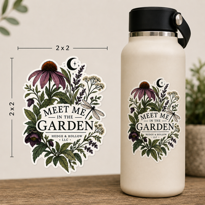 Meet Me In The Garden Water Bottle Decal