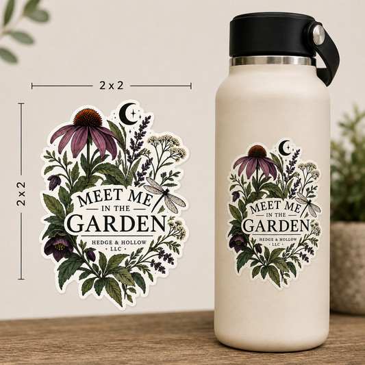 Meet Me In The Garden Water Bottle Decal